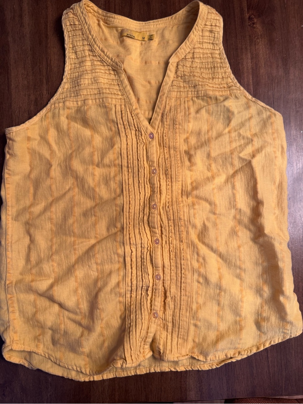 Prana Mustard Yellow Button-Front Sleeveless Camisole